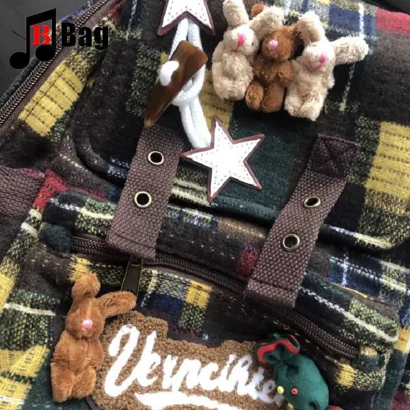 Lovely Fluffy Melard Color Scheme Backpack Wen Gothic Punk Spicy Girl Bunny Vintage Bag Large Capacity Commuting Tote Y250724