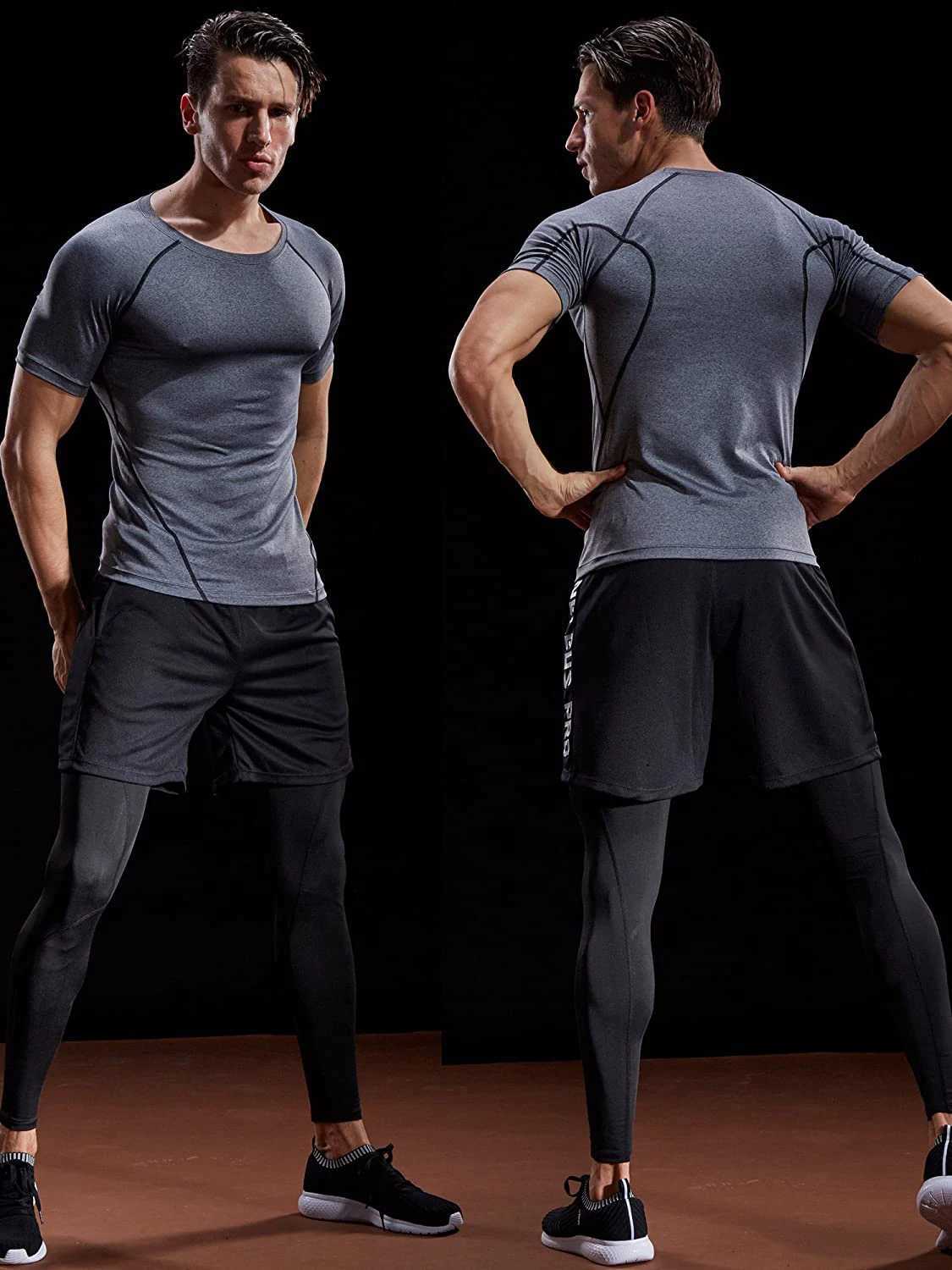 2025 Compression T Shirt Men Summer Sportswear Running T-shirt Elastic Quick Dry Sport Tops Tee Athletic Gym Workout Shirts Men Y250724