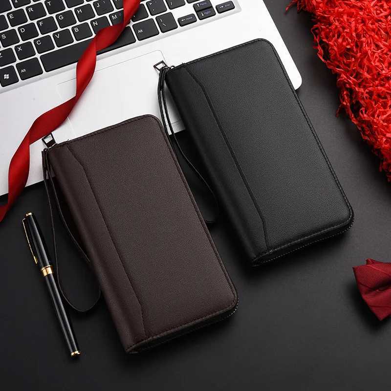 New Mens PU leather Splice mass long zipper wallet New soft Fashion clutch bag Hand clutch bag Zipper clutch bag Z250725