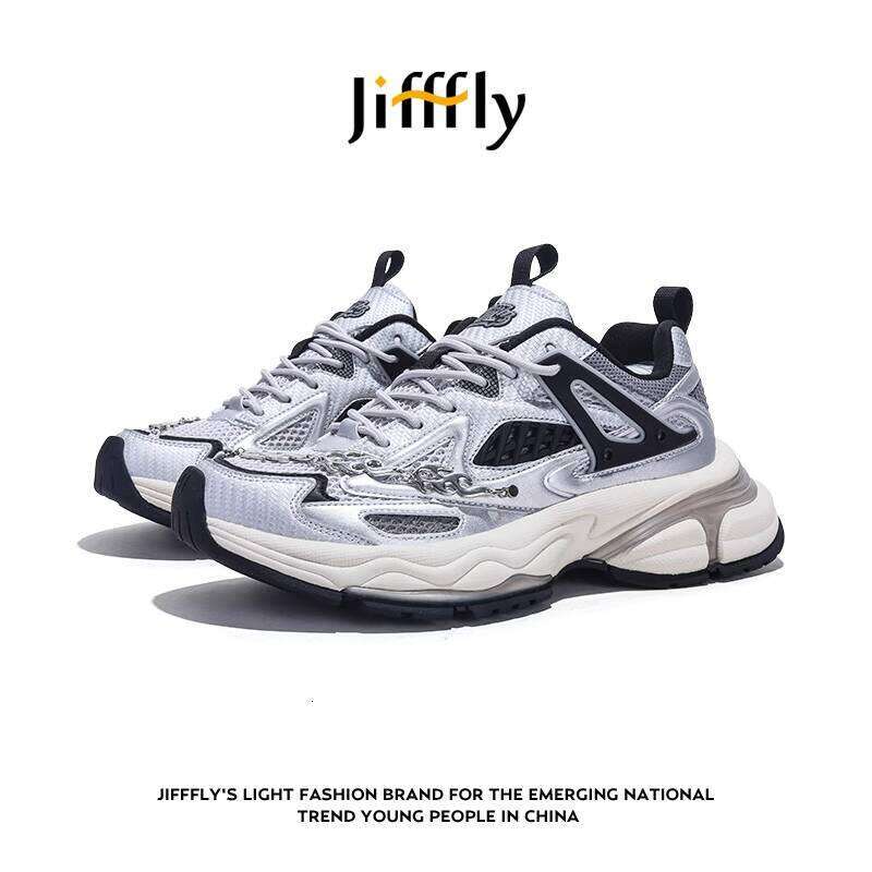 Jiffly Silver Dad Sneakers for Women - Fall/Winter Collection Height-Increasing Casual Shoes