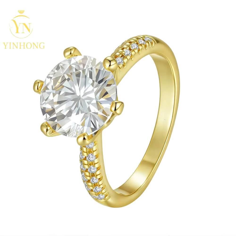 Customized 2ct Six Claw Plating 18k White Gold Sterling Silver 925 Moissanite Ring Diamond Ring for Women Gift