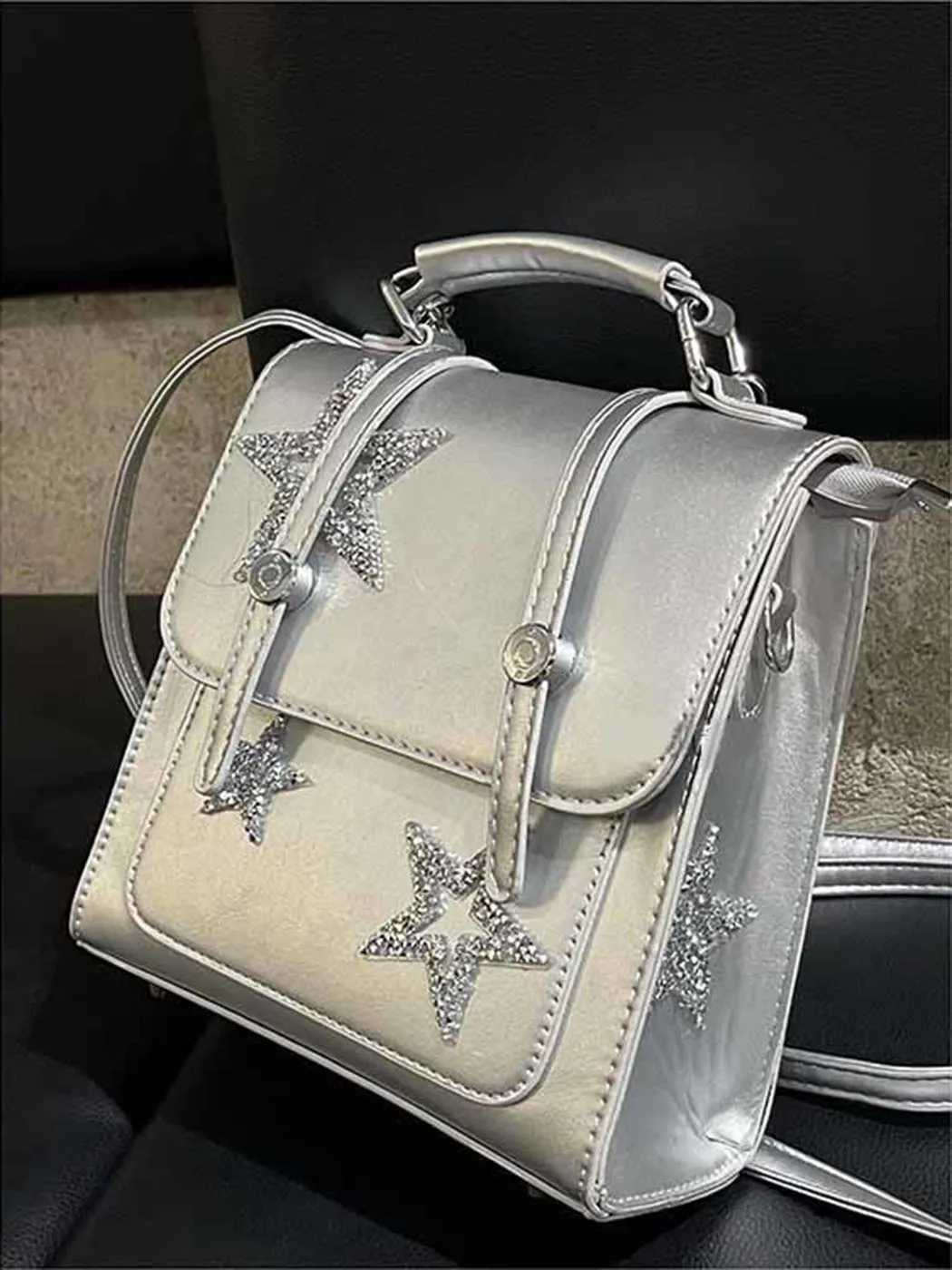 Jiaerdi Star Sier Backpack Wen 2023 New Harajuku Shine Leather Cute Y2k Mochila Fem Vintage Fairycore Backpacks Ahetic Y250724