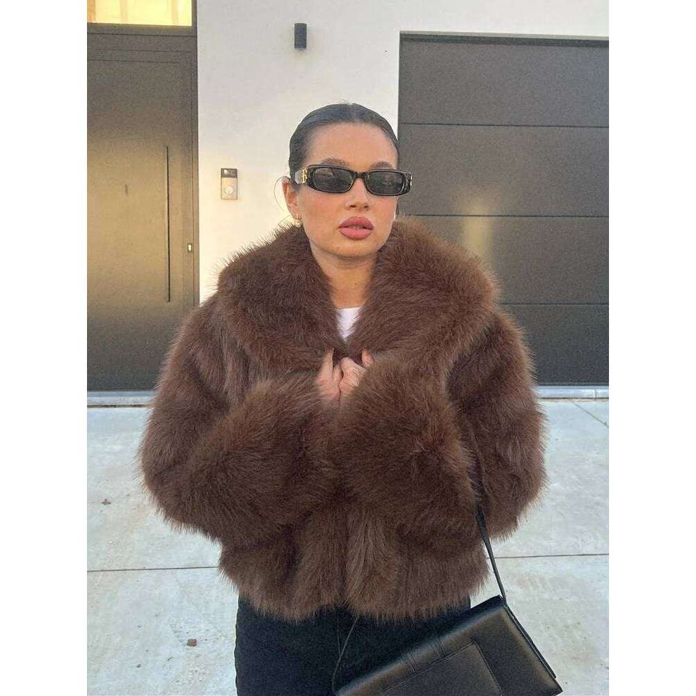 2025 RARA Women's Winter New Style Lapel Long-Sleeved Artificial Fur Effect Short Coat Comfortable Temperament Versatile
