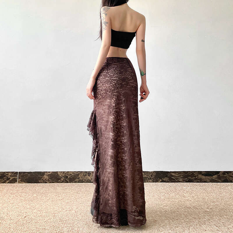 2024 Summer New Women's Fashion Solid Color Slim Fit Street Style High Waist Split Skirt 794