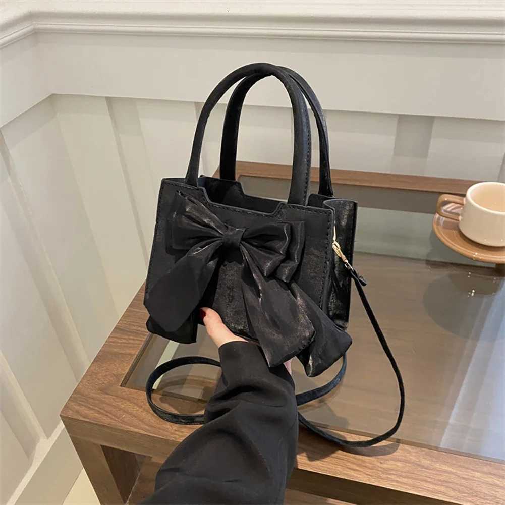 1 Bow Handbags Purses for Wen Luxury Design Small Tote PU Leather Top Handle Cluh Shoder Crossbody Bags for Wen Y250725