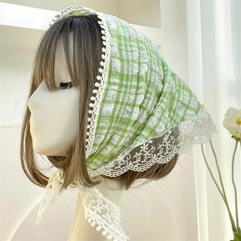 French Lace Triangle Hair Scarf Women Girls Spring Summer Korea Hair Band Sweet Scarf Kerchief Women Girl Headscarf Headdress 250723