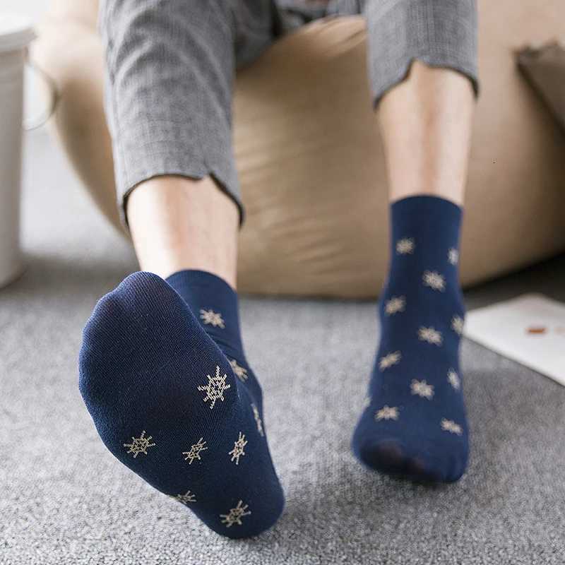 5 Pairs Men Socks Navy Colors Spring Autumn Solid Stripe Anchor Star Rudder Cotton Socks Business Casual Sport Socks Dropship X250725