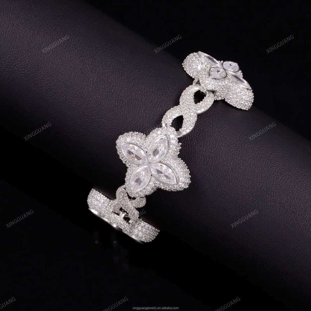 Pass Tester Hip Hop Style Sterling Sier VVS1 Moissanite Dia Clover Bracelet Tennis Chain GRA Certificate