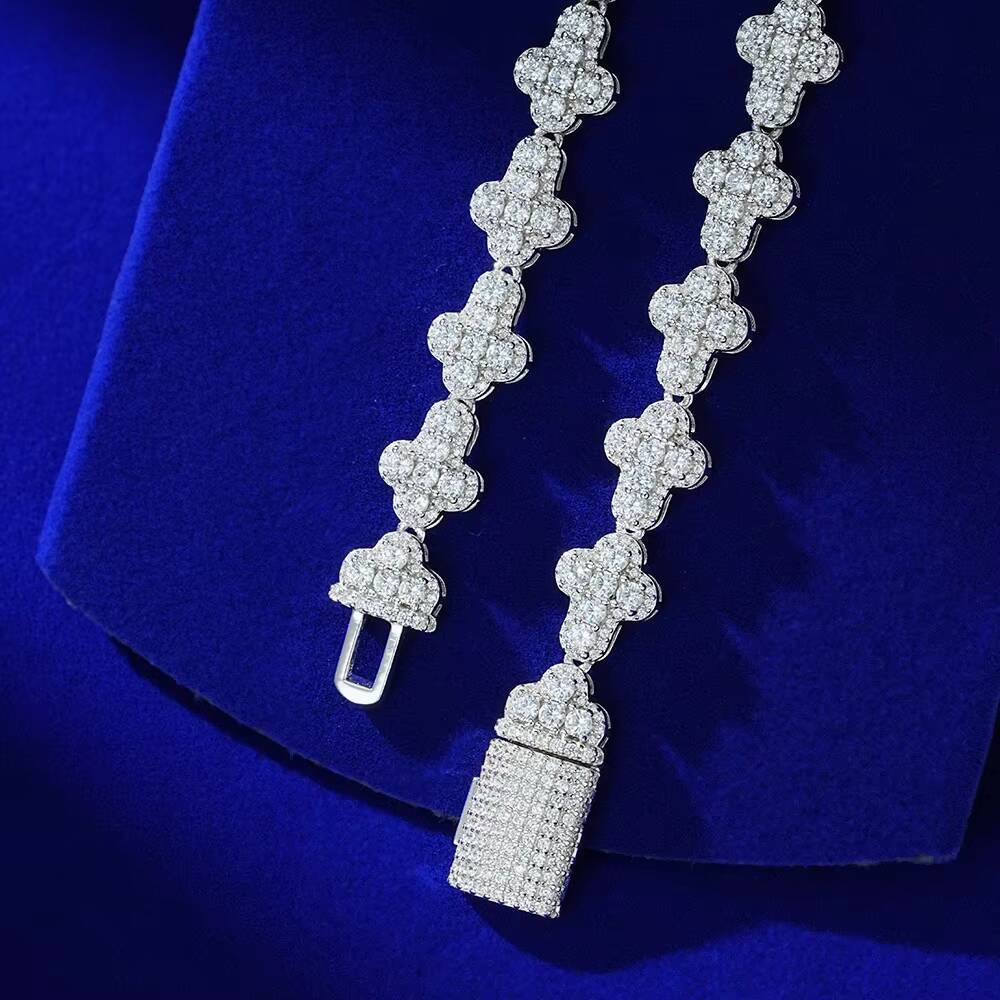 New Cross Chain Iced Out 14K 18K Gold Plated 925 Sterling Silver CZ Diamond VVS Moissanite Cross Link Tennis Chain Necklace