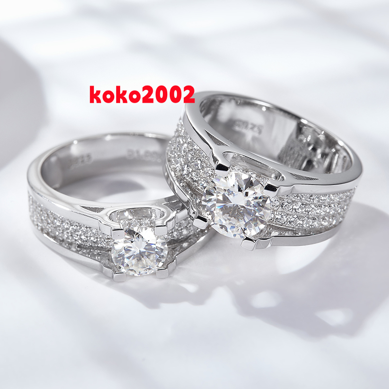 Fine Jewelry Engagement Ring Side Zircon Gemstones Men Silver Ring 925 D VVS 1ct 2ct Moissanite Diamond Men Ring
