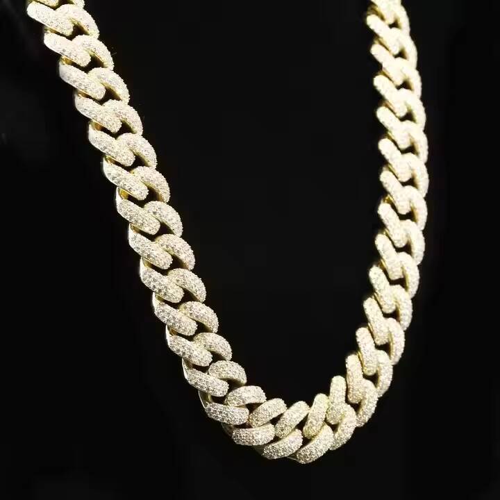 Wholesale Custom-Size Cuban Hip Hop Chain 925 Sterling Silver Iced Moissanite Diamonds Gold for Weddings Trending Hip Hop Style