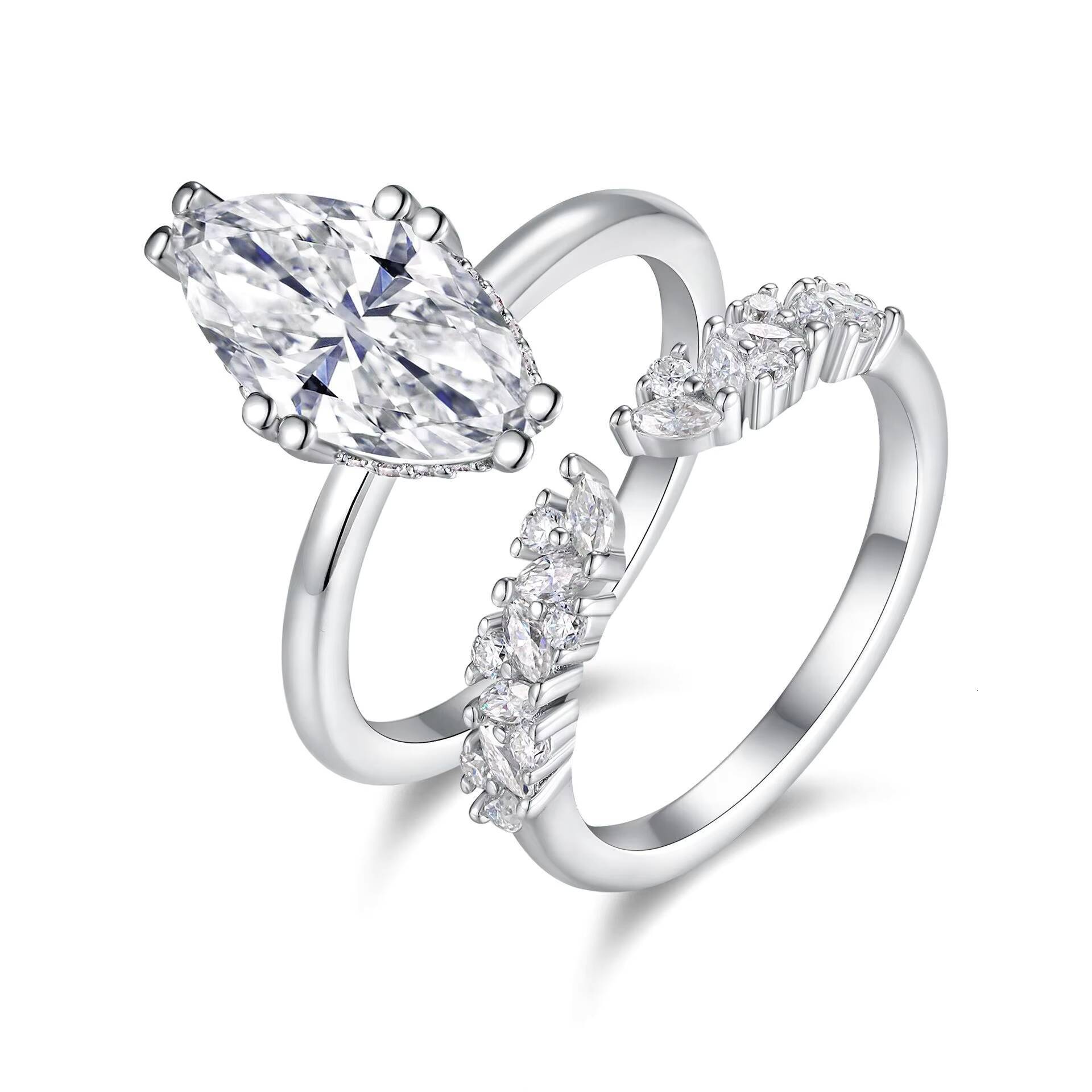 De 925 Silver 7*14mm Marquise Cut Moissanite Ring Moissanite Women Ring Moissanite Rings for Women with Certificate
