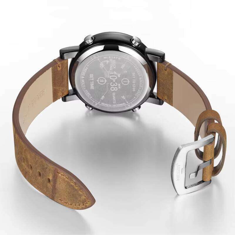 DHgargets MEGIR Men's Roller Watch - Unique Digital Display, 30M Waterproof, Leather Strap, Fashion Wristwatch