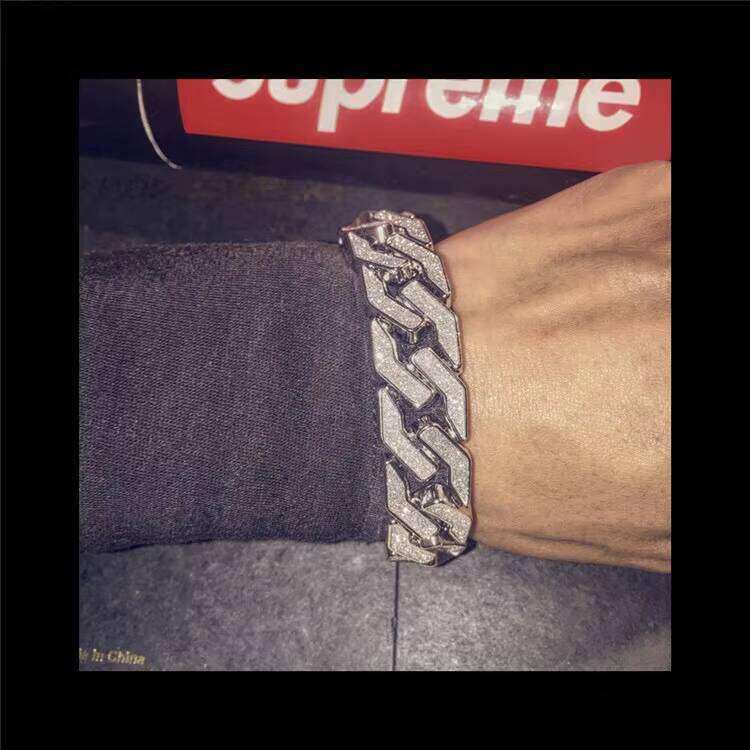 Fashion Sterling Sier Bracelet 16 Mm Ice Out VVS Moissanite Hip Hop Jewelry Dia Cuban Link Chain