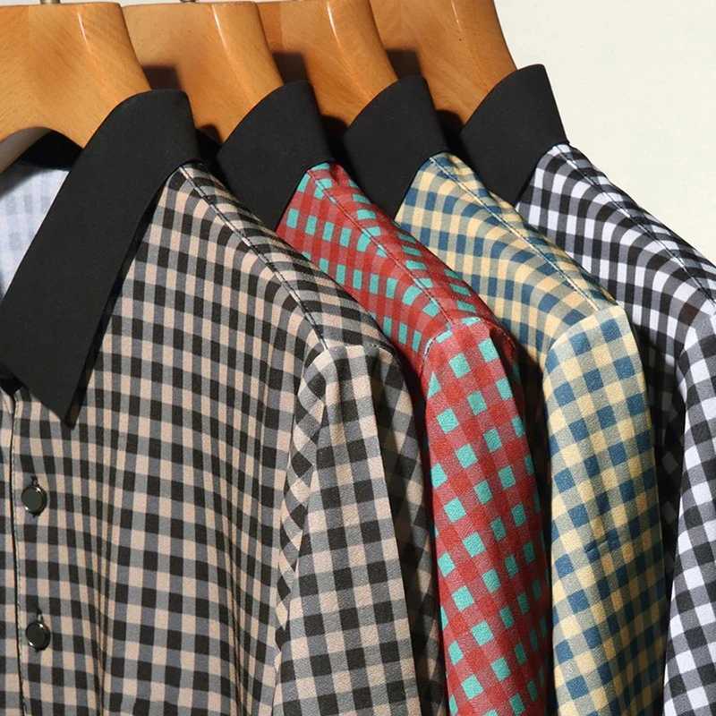 Mens Plaid Badge Short Sleeve Polo Shirt Casual Summer Top New Arrivals XJ250725