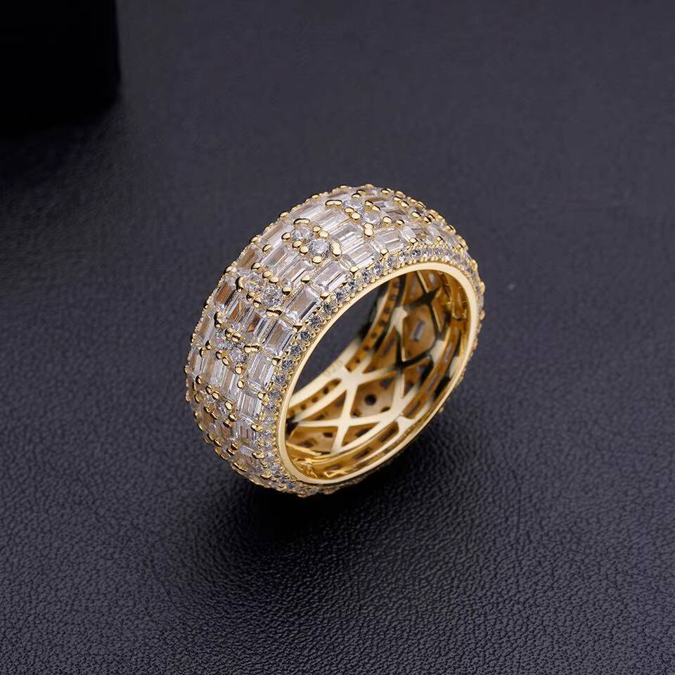 Wholesale Price Custom Diamond Moissanite Ring Men Vvs Hip Hop 925 Sterling Silver Vvs Jewelry Gold Zircon Rings for Men
