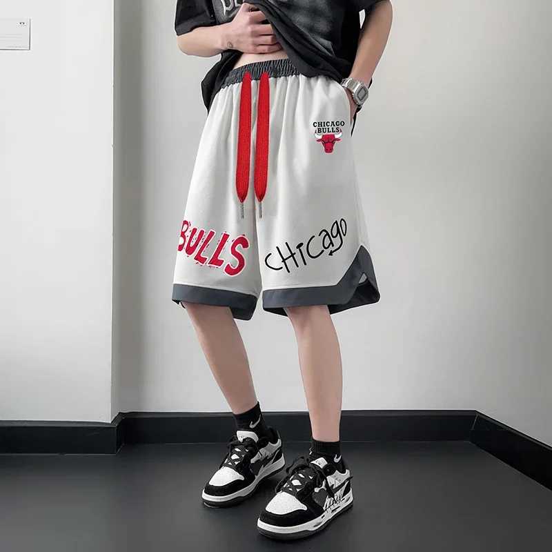 Male Summer Casual Oversize Basketball Shorts Men Trendy Letter Print Quick Drying Breathable Sports Running Fitness Shorts W250724