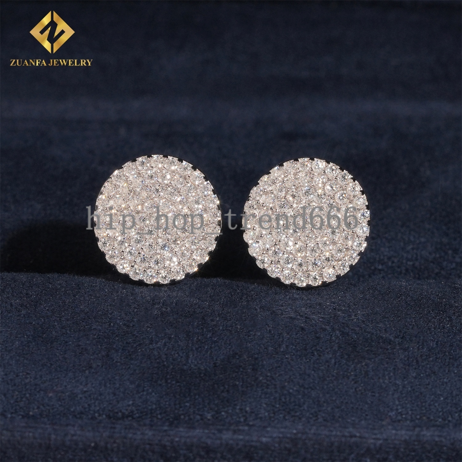 Fully Iced Out Stud Earring Cluster Moissanite Diamond Hip Hop Fashion Stud Earring 925 Sterling Silver Jewelry VVS Moissanite