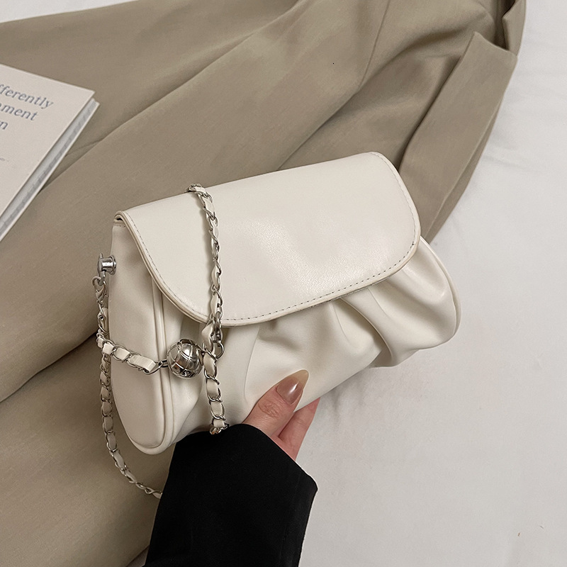 2025 Summer New Women's Shoulder Bag Fashion Summer New Solid Color Folded Handbag Cute Simple Chain women's Women's Crossbody Bag New 