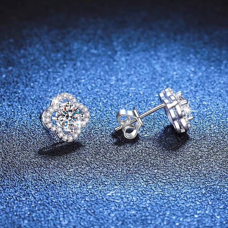 925 Sterling Silver Moissanite Flower Hollow Earrings Luxurious Fine Jewelry Womens Elegant High Quality Earrings Gift