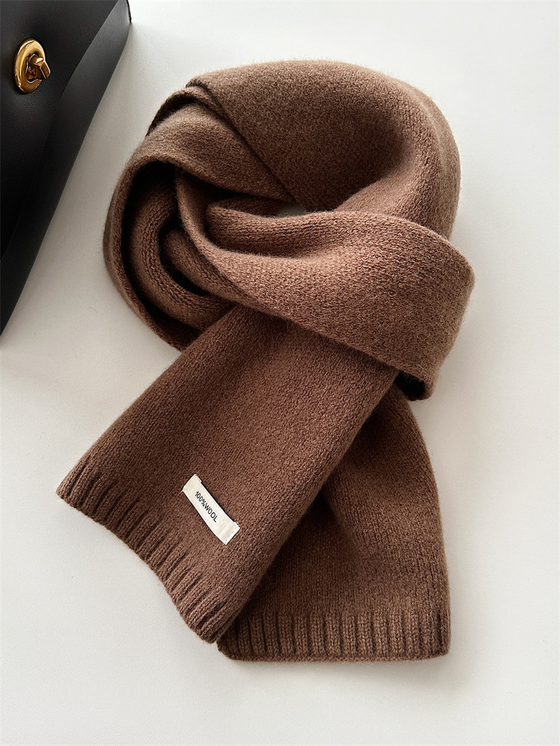 K1471 Australian pure wool scarf new style solid color versatile men and women winter warm knitted neck scarf