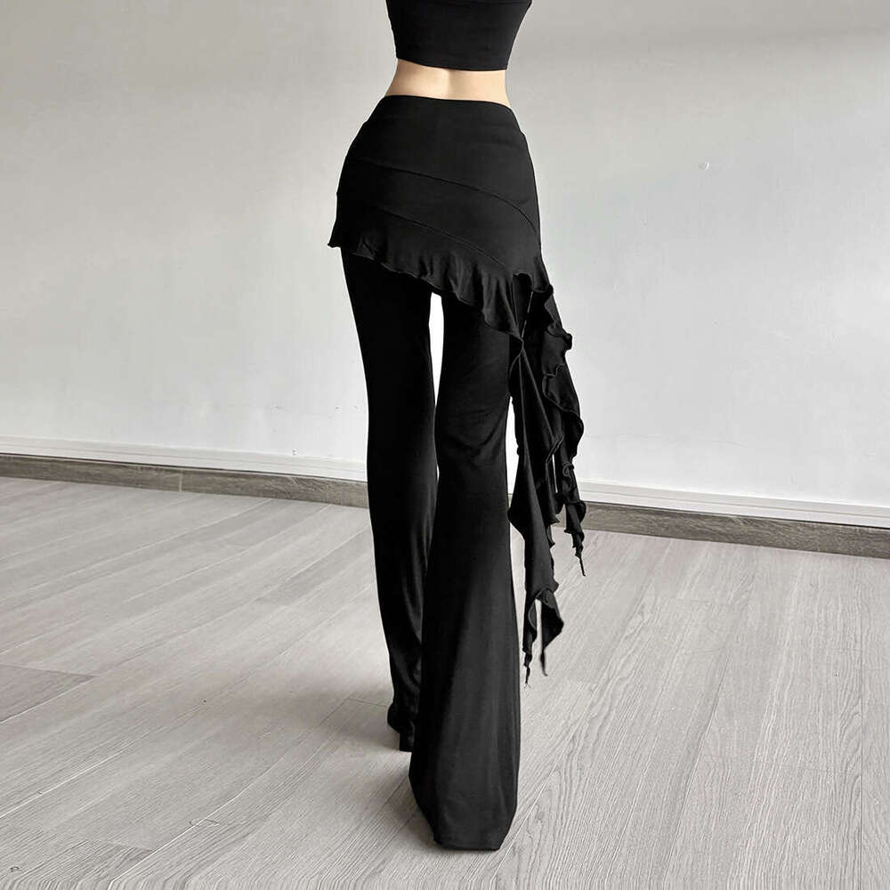 2025 Summer New Fashion Solid Color Draped Breathable Versatile Ribbon Straight Casual Pants b07