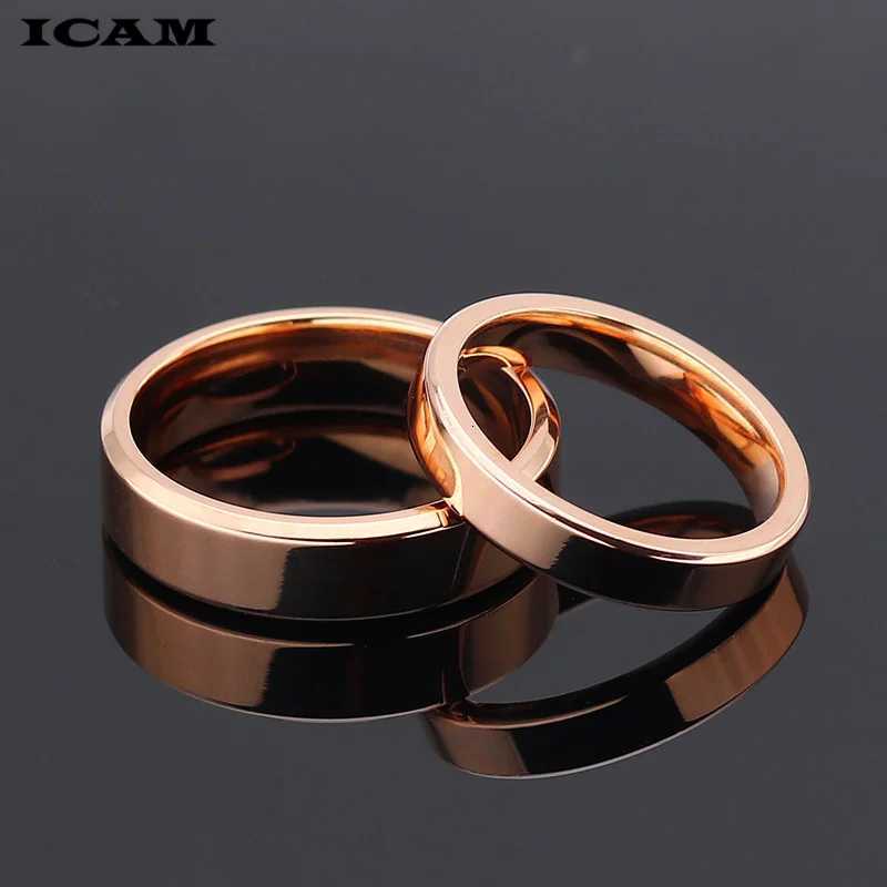 ICAM High Quality 4mm/6mm Wholesale Simple Ring Fashion Rose Gold Ring Exclusive Couple Wedding Ring for Men and Women W250417