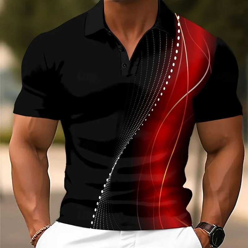 3D Printed Colorful Stripes Polo Shirt For Men Texture Pattern Short Sleeves Summer Street Lapel T-Shirt Button Loose Tees Tops XJ250725