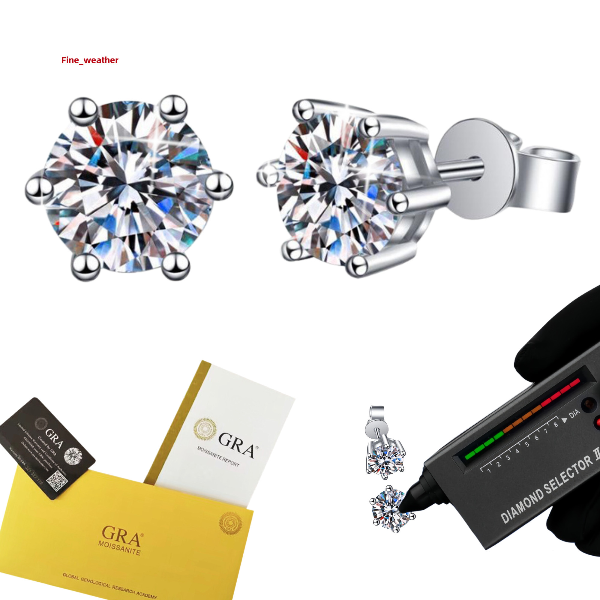 Valentine VVS 0.1-3Carat Round Brilliant Stud Earrings Luxury Design Jewelry with Moissanite Earrings