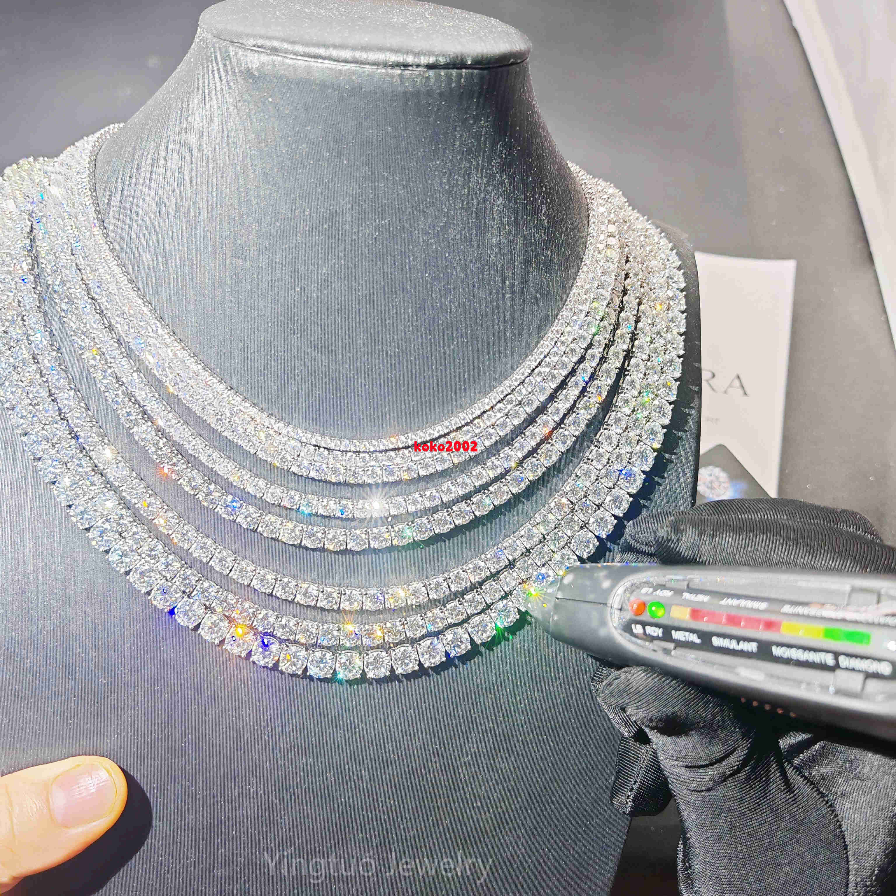 2025 Hot Selling 4.0mm Moissanite Tennis Chain Pass Diamond With Gra Certificate S925 Moissanite Necklace