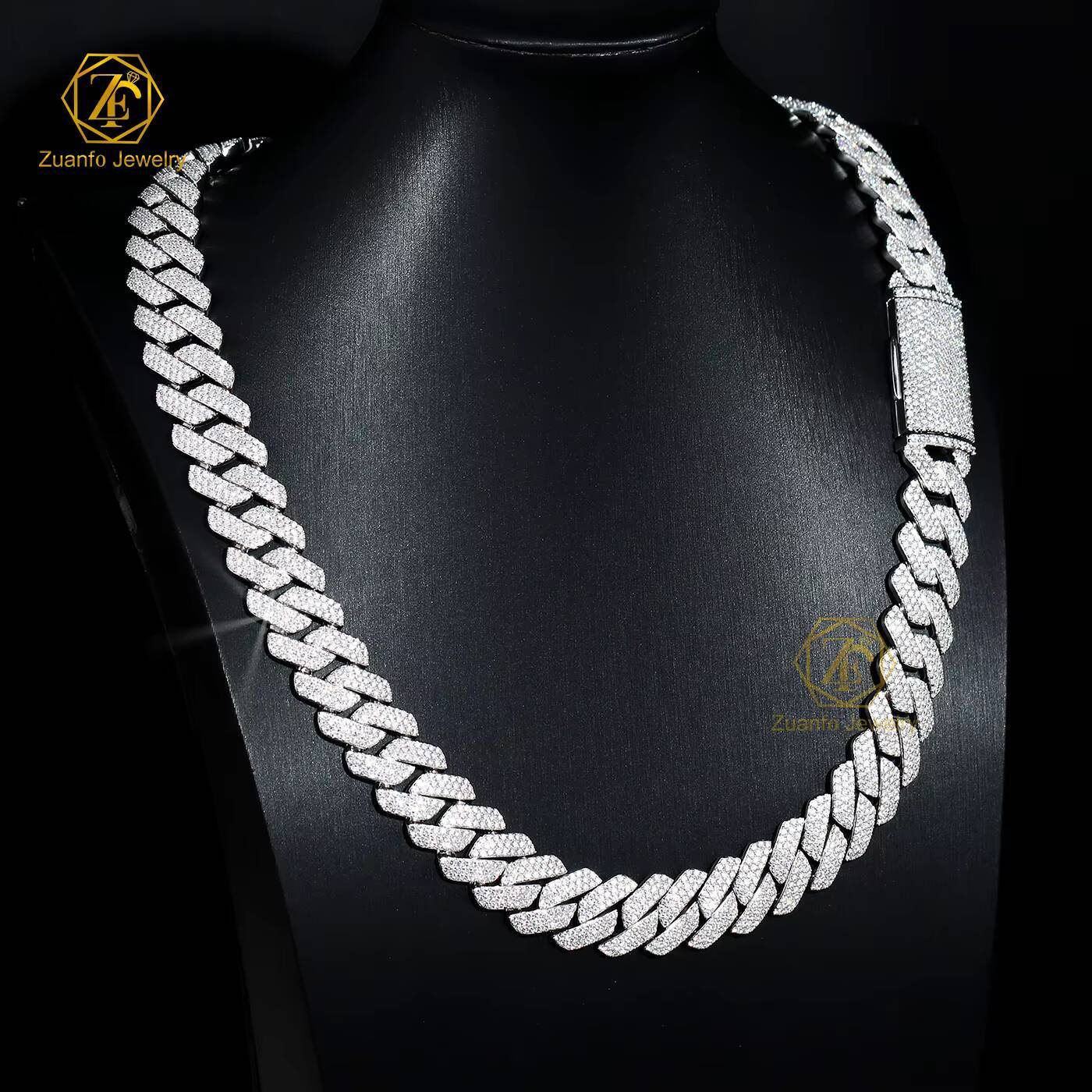 In Stock Pass Diamond Tester GRA Certificate 12mm Iced Out Moissanite Cuban Link Chain Sterling Silver Hip Hop Miami Cuban Chain