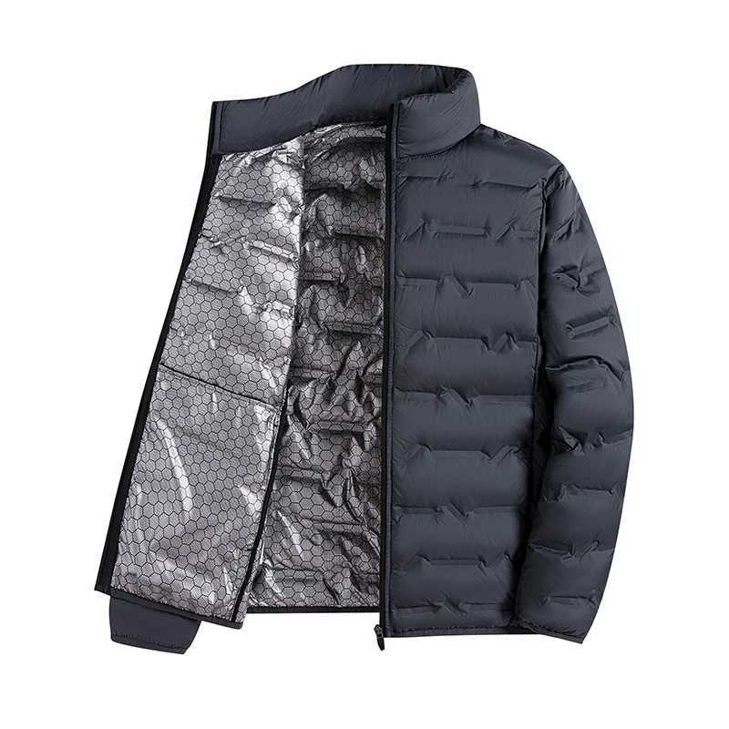 Graphene Self-heating Down Jacket Men Solid Windproof Pleated Down Jackets Stand Collar Classical Warm Winter Jackets Male X250725