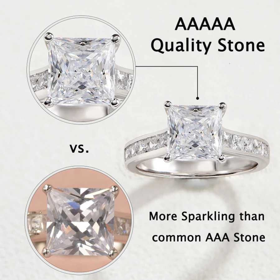 Newshe 2-piece Classic Womens Wedding Ring Set 7 * 7mm Princess Cut AAAA Zircon 925 Pure Silver Engagement Ring Jewelry W250417