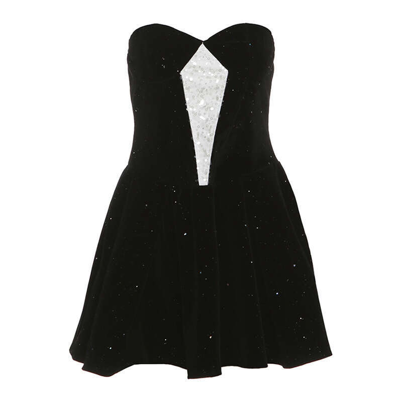 2024 Women's Autumn Winter New Solid Color Sexy Off-Shoulder Strapless Waist-Cinching Dress dd6