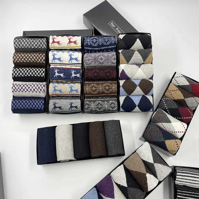 5 Pairs/lot Casual Cotton Mens Socks High Quality Fashion Gift Box Business Keep Warm Mens Socks X250725