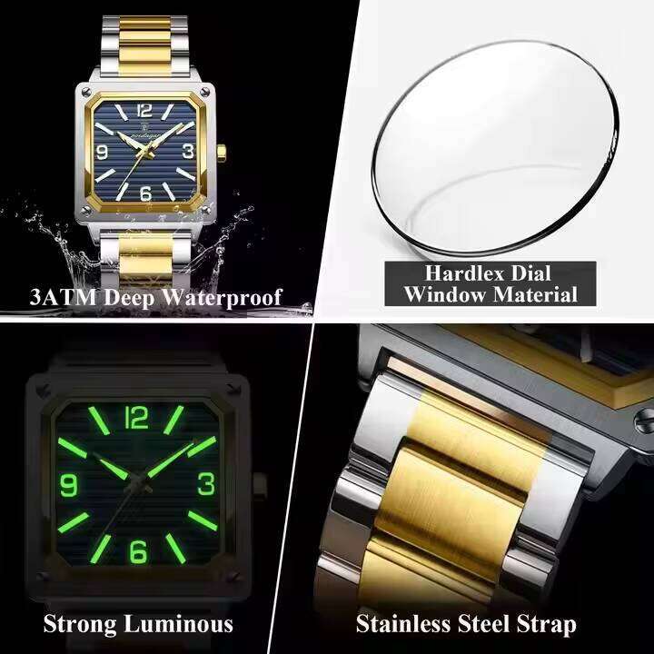 DHwatches POEDAGAR Casual Design Men's Square Business Quartz Wristwatch Waterproof Luminous Stainless Steel Men Watches Relogio Masculino