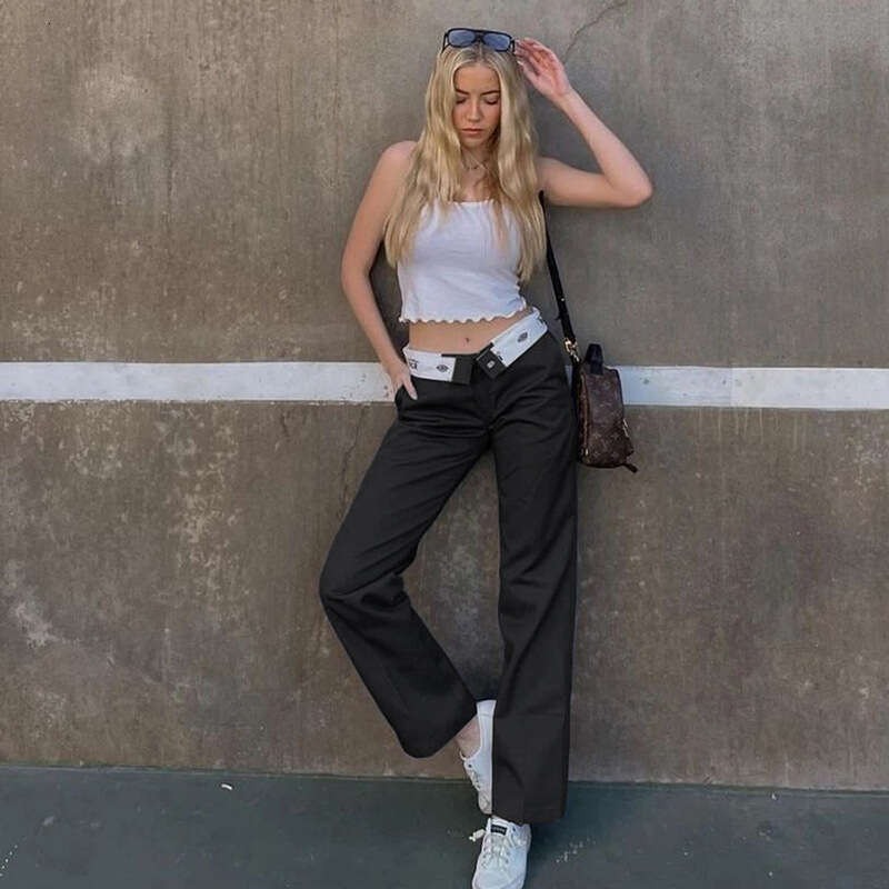 2021 Ins Style Autumn New Women's Solid Color Fashion Street Print Loose Casual Straight Pants 13d