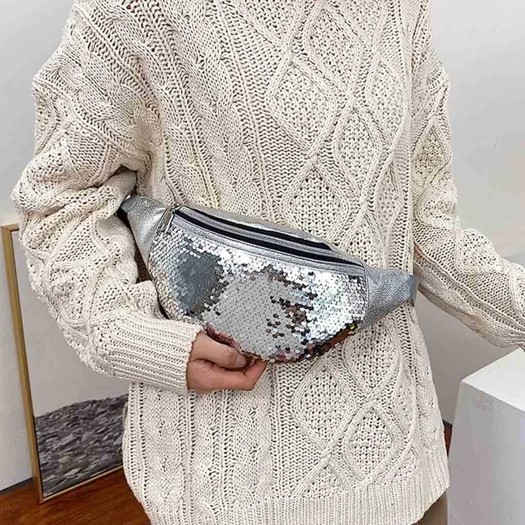 2024 Sequin Waist Bag New Fi Shoulder Crossbody Bag Ch Bag Fi Sequin Decorative Large Capacity Waist Pack Y250724