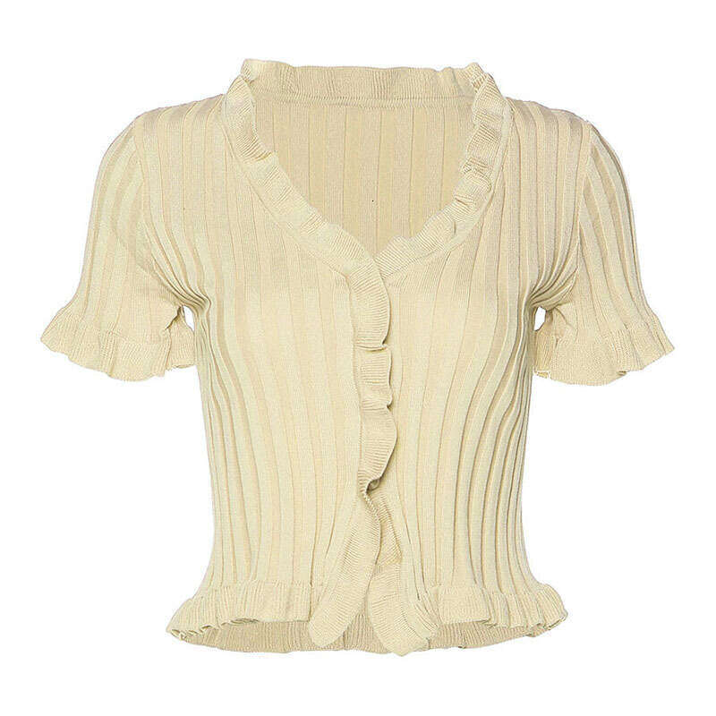 2020 Summer Fashion Women's V-Neck Sexy Crop Top Versatile T-Shirt 2ae