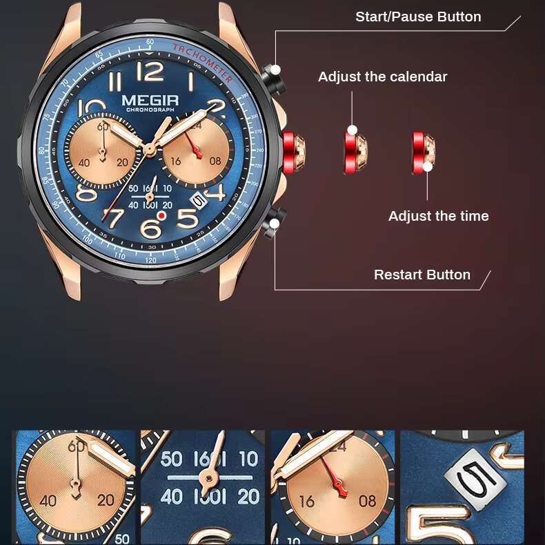 DHwatches MEGIR Men's Sports Watch - Chronograph, Luminous, 30M Waterproof, Silicone Strap, Digital-Analog