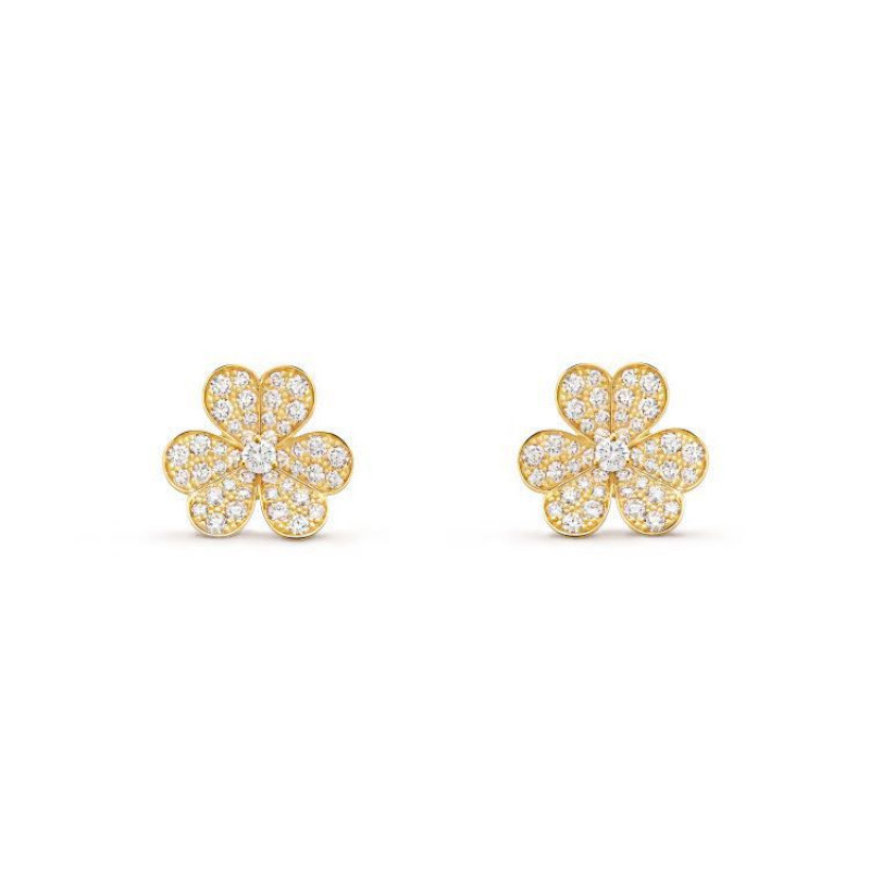 18k rose gold sweet lovely flowers earrings stud for women with shine crystal full diamond mini flower earring earings ear rings jewelry