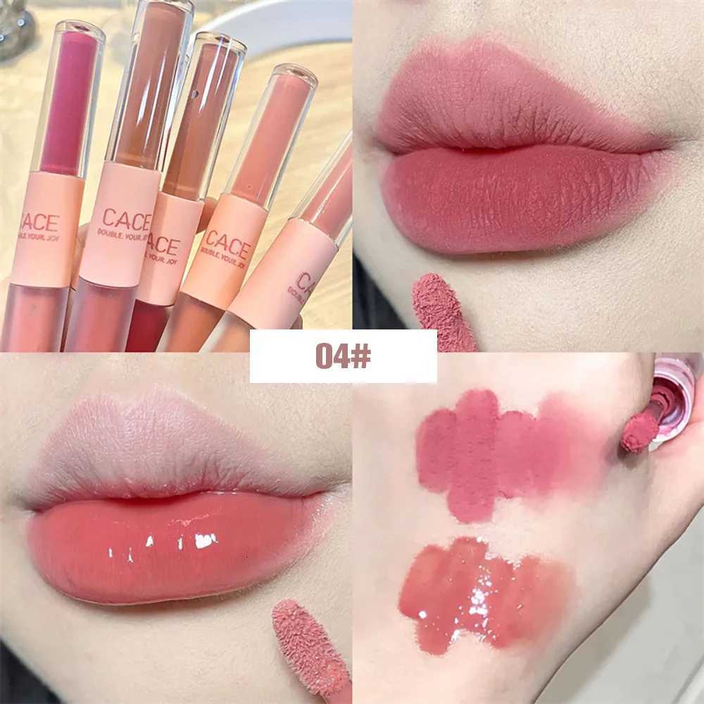 CACE Double End Lip Glaze Full Gloss Mirror And Matte Velvet Long Term Color And Moisture Lip Gloss Anti Stain CosmeticXJ250724