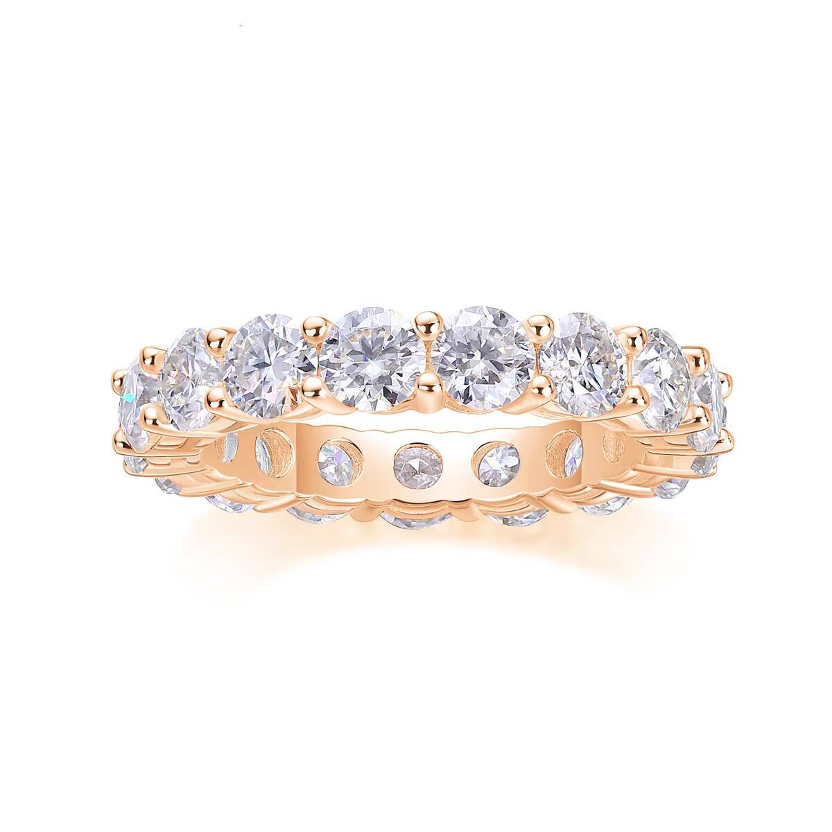 Womens 18-karat Gold 925 Sterling Silver Ring 12969 Waterproof Engagement Moissanite Handcrafted Jewelry with Full Line Ring
