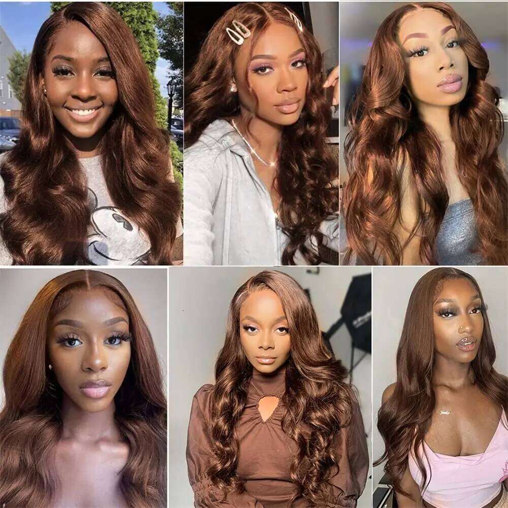 30 Inch Chocolate 13X4 Transparent Front Wig Body Wave 13X6 Brown Colored Lace Frontal Human Hair Wigs For Women