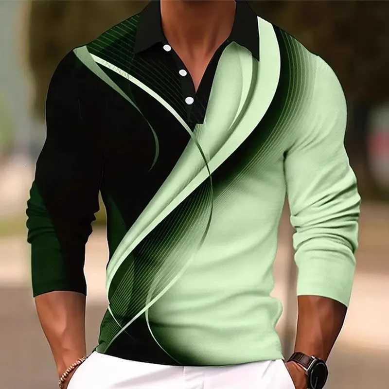Men Clothes Long Sleeve 3D Digital Print Casual Polo Shirt Men Fashion Button Lapel Tops Polo Men Sport Golf Polo Shirt Resilient XJ250725