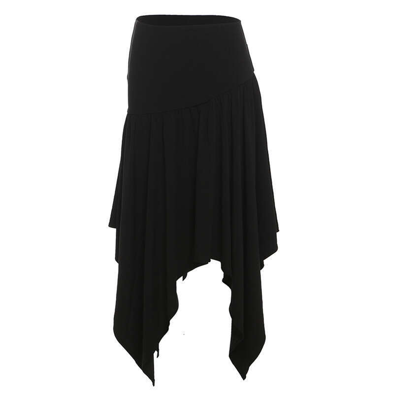 2025 Summer New Solid Color Casual Irregular Slim Fit Elegant High Waist Versatile Midi Skirt Women's Fashion e76
