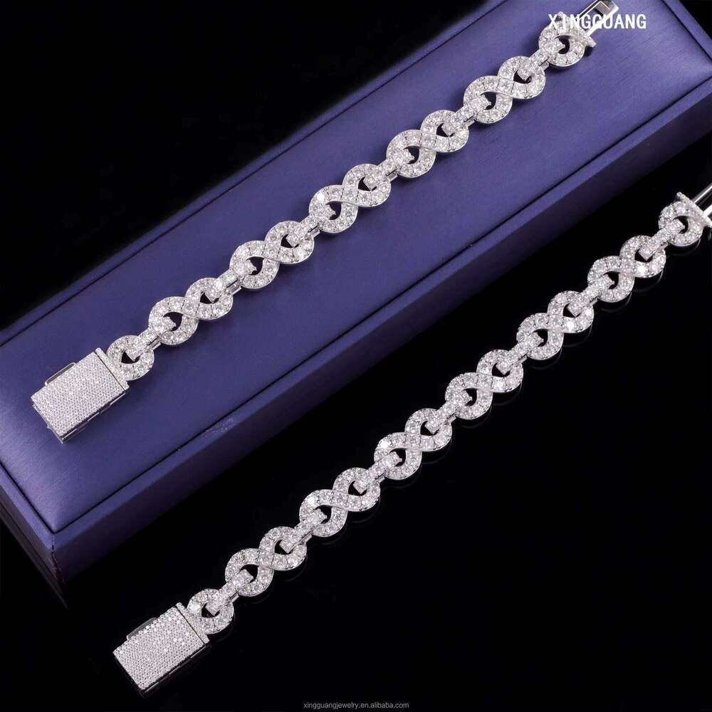 New Arrival 13mm Infinity Link Sterling Sier Men Hip Hop VVS Moissanite Dia Cuban Bracelet