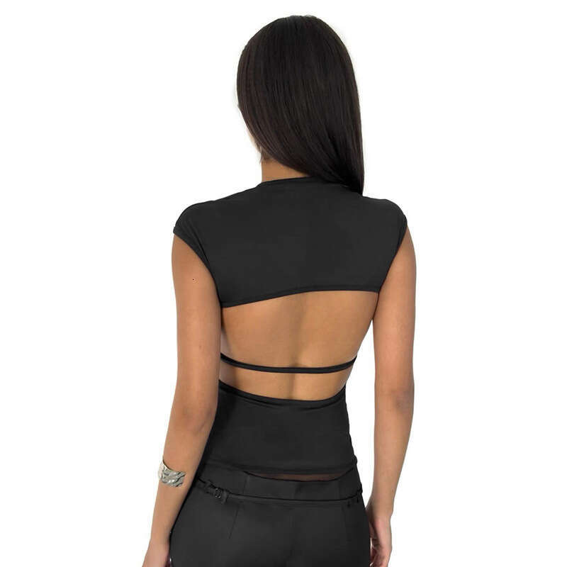 Qtp099 Women's Summer New Solid Color Round Neck Sleeveless Backless Sexy Tank Top B5