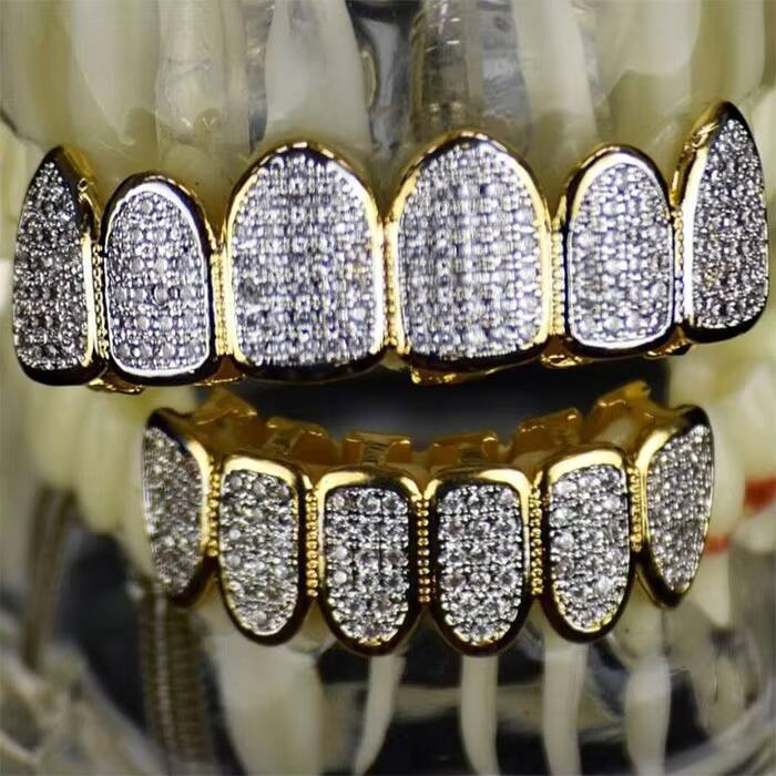 Grillz Diamonds Hip Hop Iced Out Top Bottom Moissanite Teeth Decoration 925 Silver Teeth Grillz