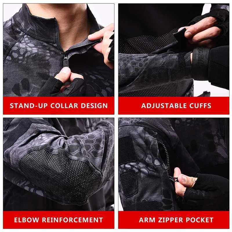 Mens Outdoor Hunting Shirts Zipper Airsoft Combat Tee Slim Fit Shirt Man Hunting Clothes T-shirt Fishing Y250724